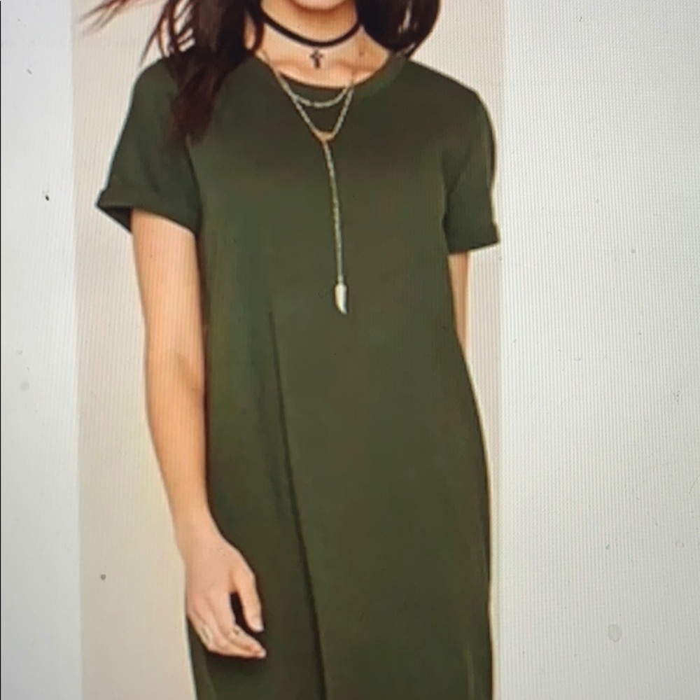 olive green t shirt dress